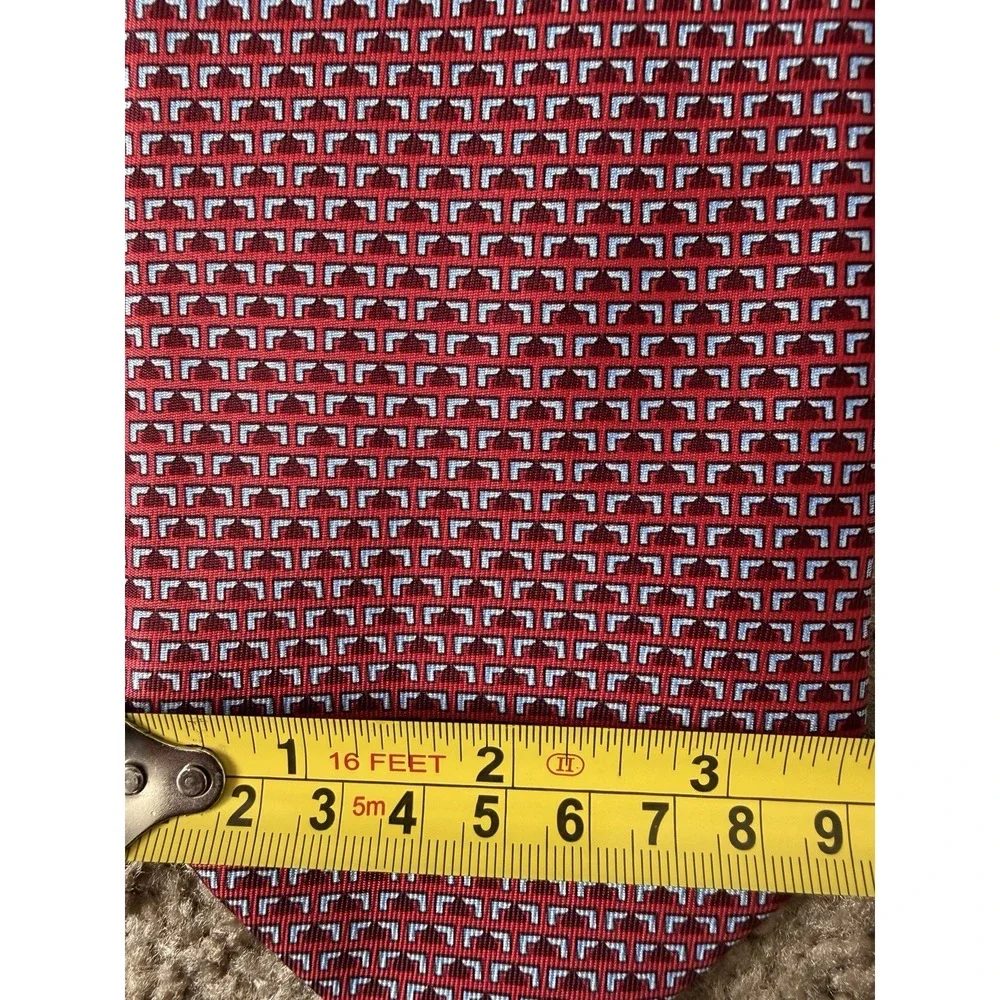 Zadi Andrews Ties Neckwear Red Silver Geometric All Over Pattern Italy Silk JBHS